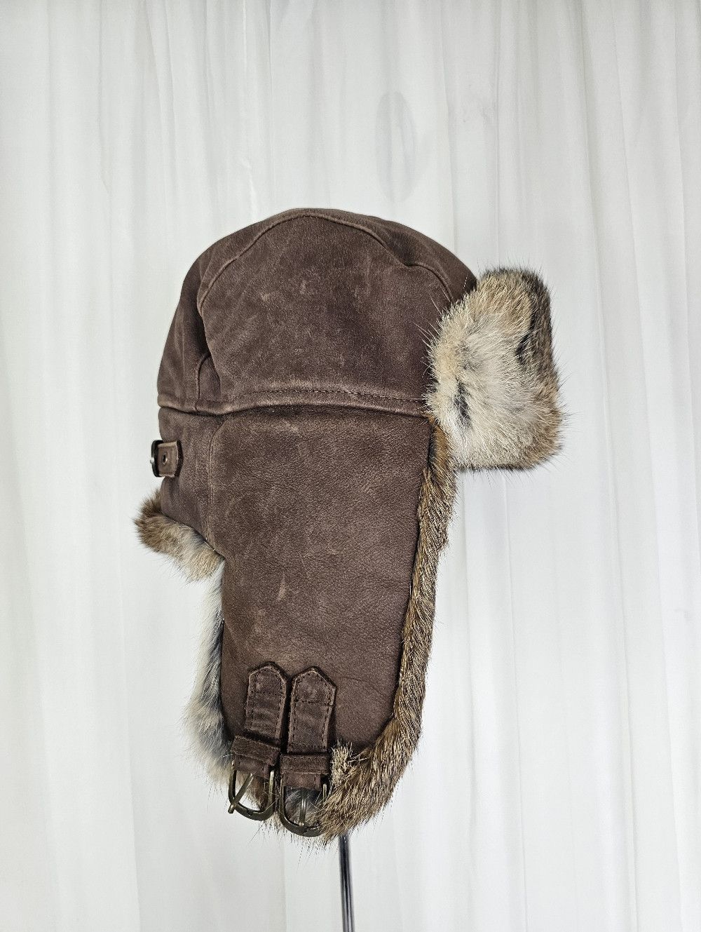 Other Nathaniel Cole Brown Suede & Rabbit Fur Aviator Trapper Hat Size ONE SIZE - 2 Thumbnail