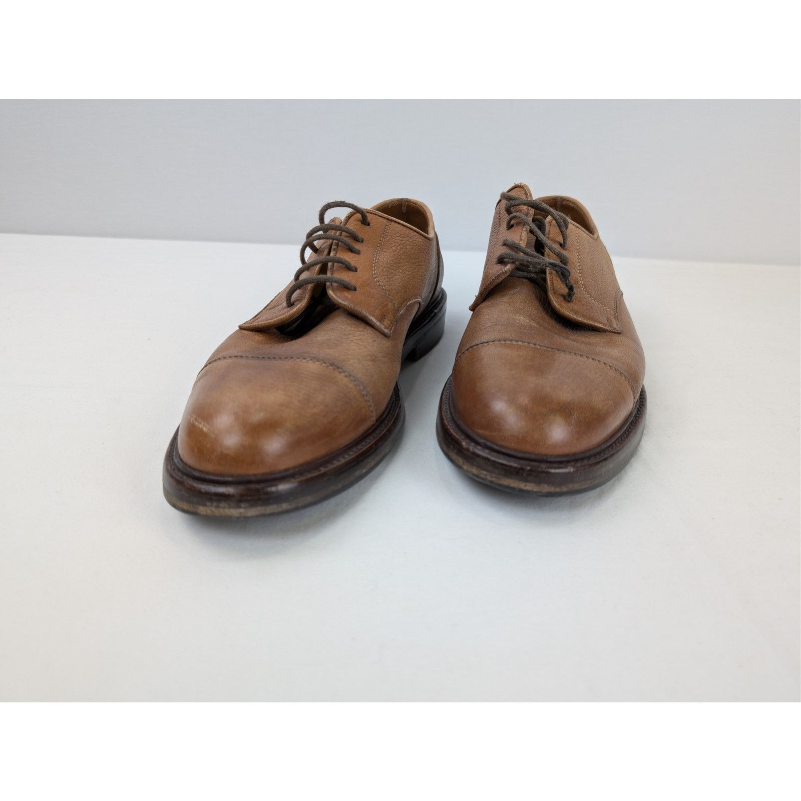 Brunello Cucinelli o1rshd1 CC20 men's brown grain leather cap-toe derby shoes Size US 10 / EU 43 - 7 Thumbnail