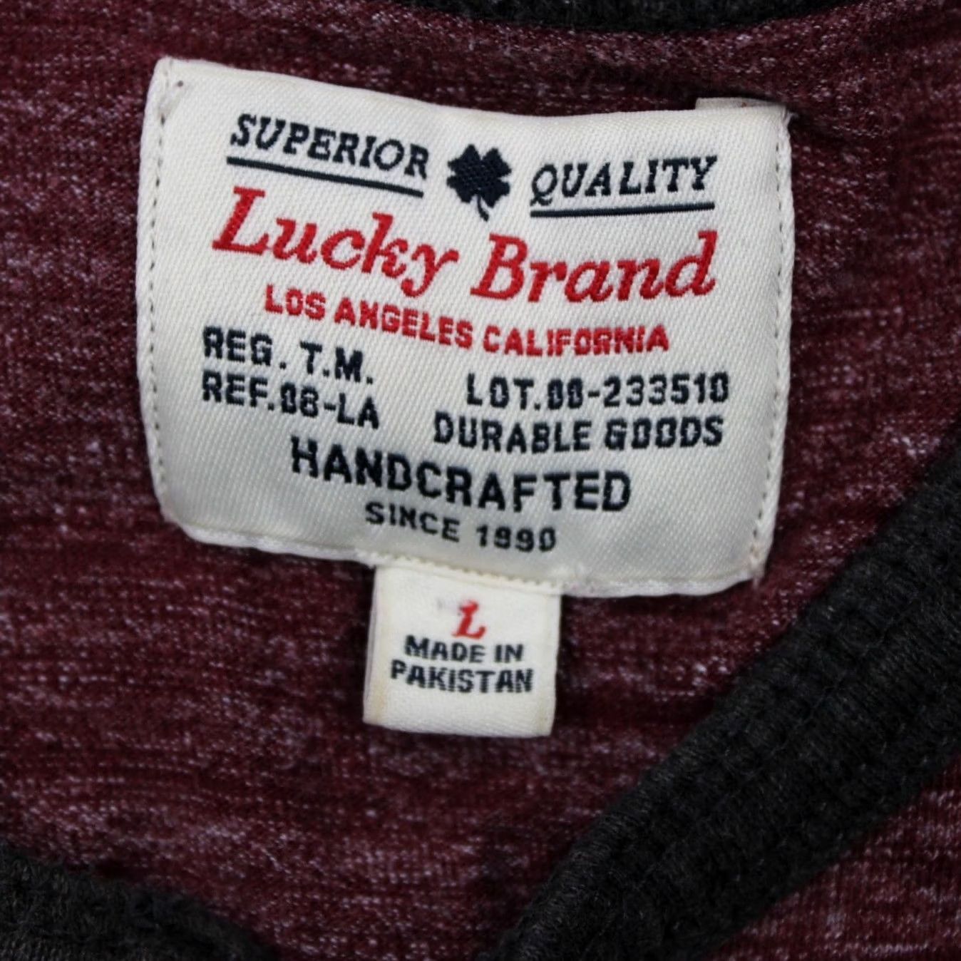 Lucky Brand Lucky Brand Henley Shirt Mens Large Red 100% Cotton Long Sleeve Pullover Size US L / EU 52-54 / 3 - 7 Thumbnail