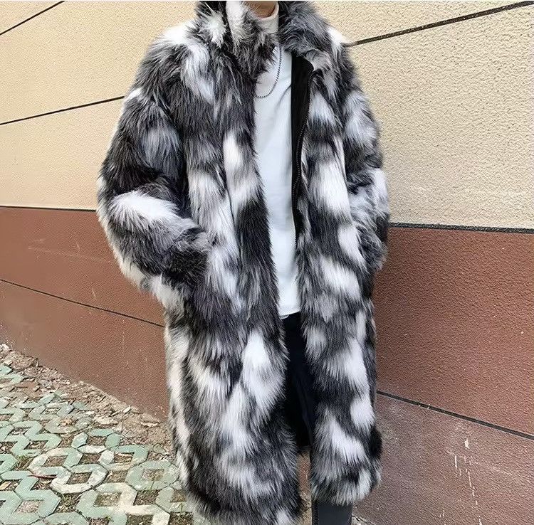 Other Streetwear Designer Fur Winter Striped Midi Coat Size US L / EU 52-54 / 3 - 2 Thumbnail