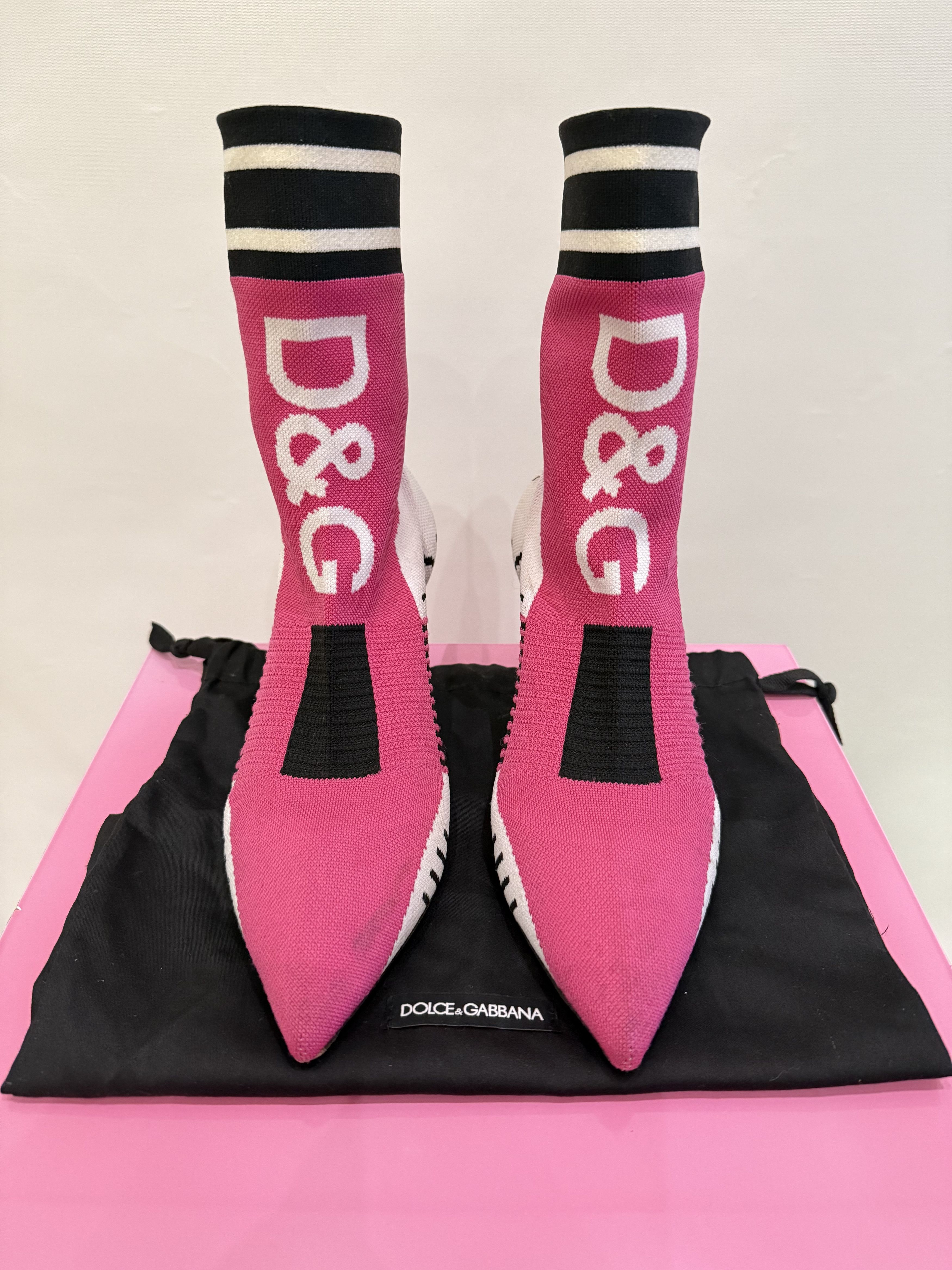 Dolce & Gabbana Dolce & Gabbana Lori Jacquard-knit Sock Boots Stilettos Size US 10 / IT 40 - 11 Thumbnail