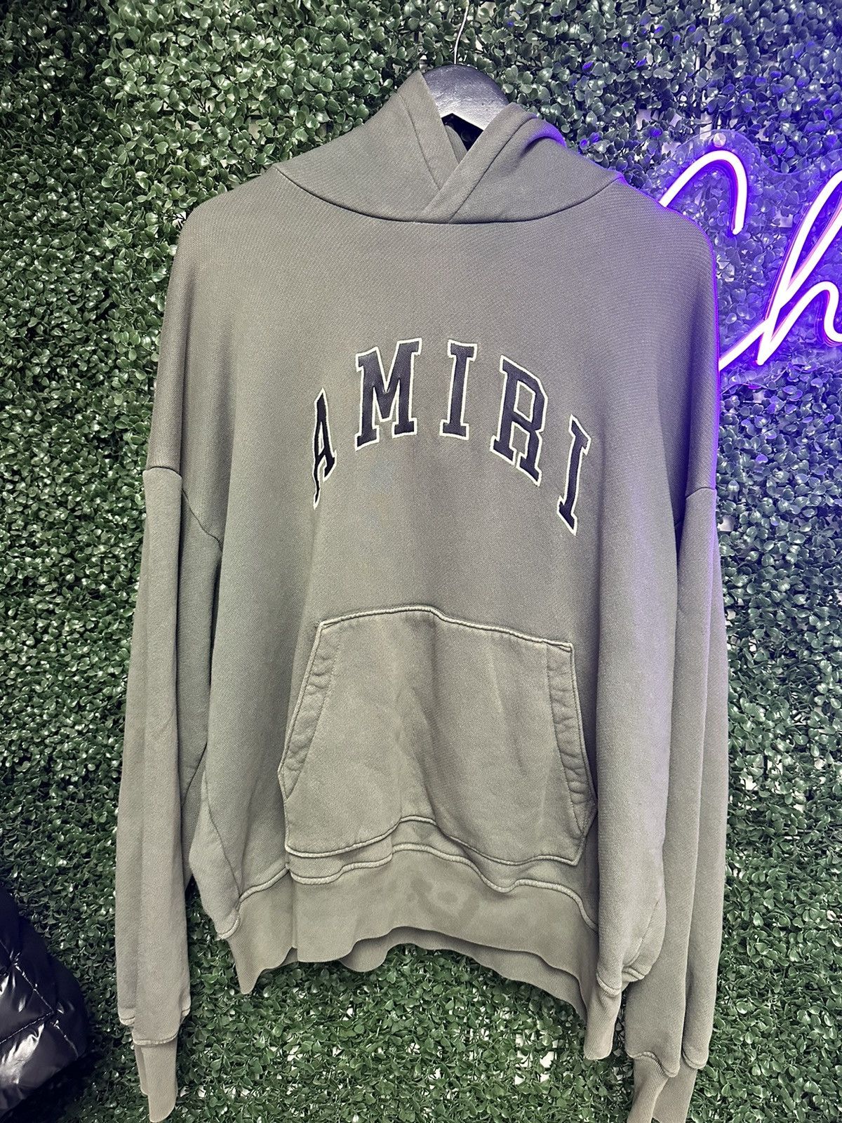 Amiri Amiri Olive Collegiate Logo Hoodie Size US S / EU 44-46 / 1 - 1 Thumbnail