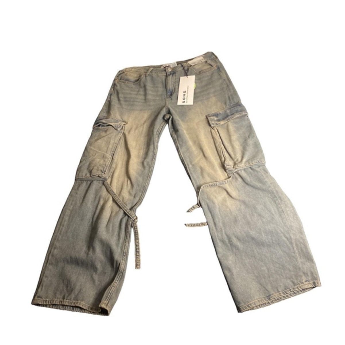 Other Y2K Baggy Cargo Jeans Light Wash Denim S.O.N.G. 13/31 Size 31" - 2 Thumbnail