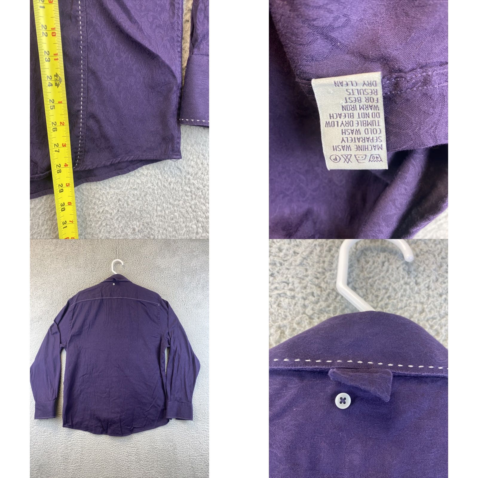 Vintage VINTAGE Zagiri Purple Dress Shirt XL Long Sleeve Solid Button-Up Mens Size 46R - 8 Thumbnail