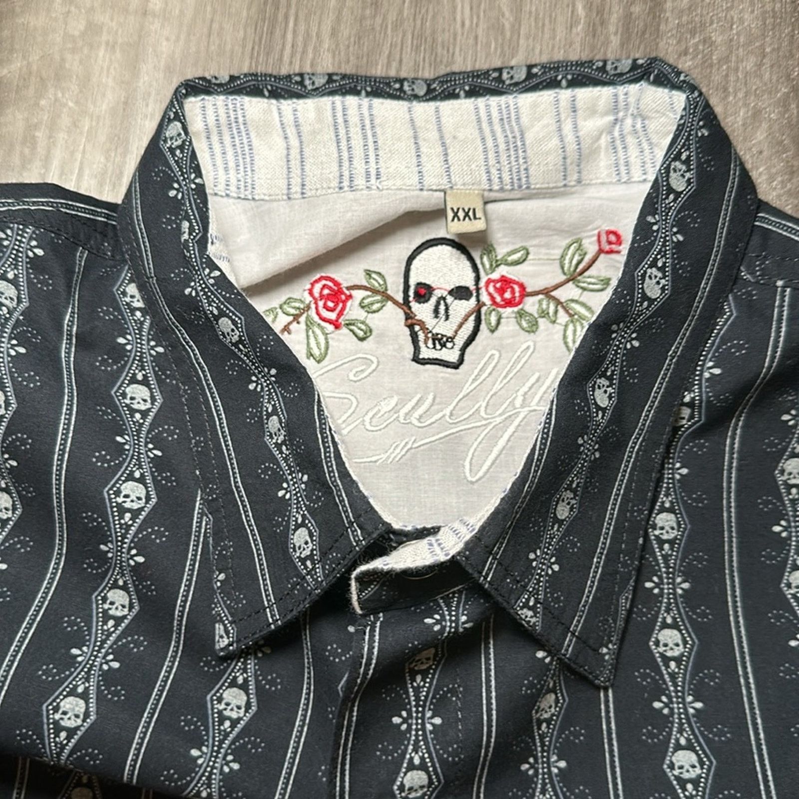 Scully Leather Scully Skulls Striped Long Sleeve Pearl Snap Button - 2XL Size US XXL / EU 58 / 5 - 7 Thumbnail