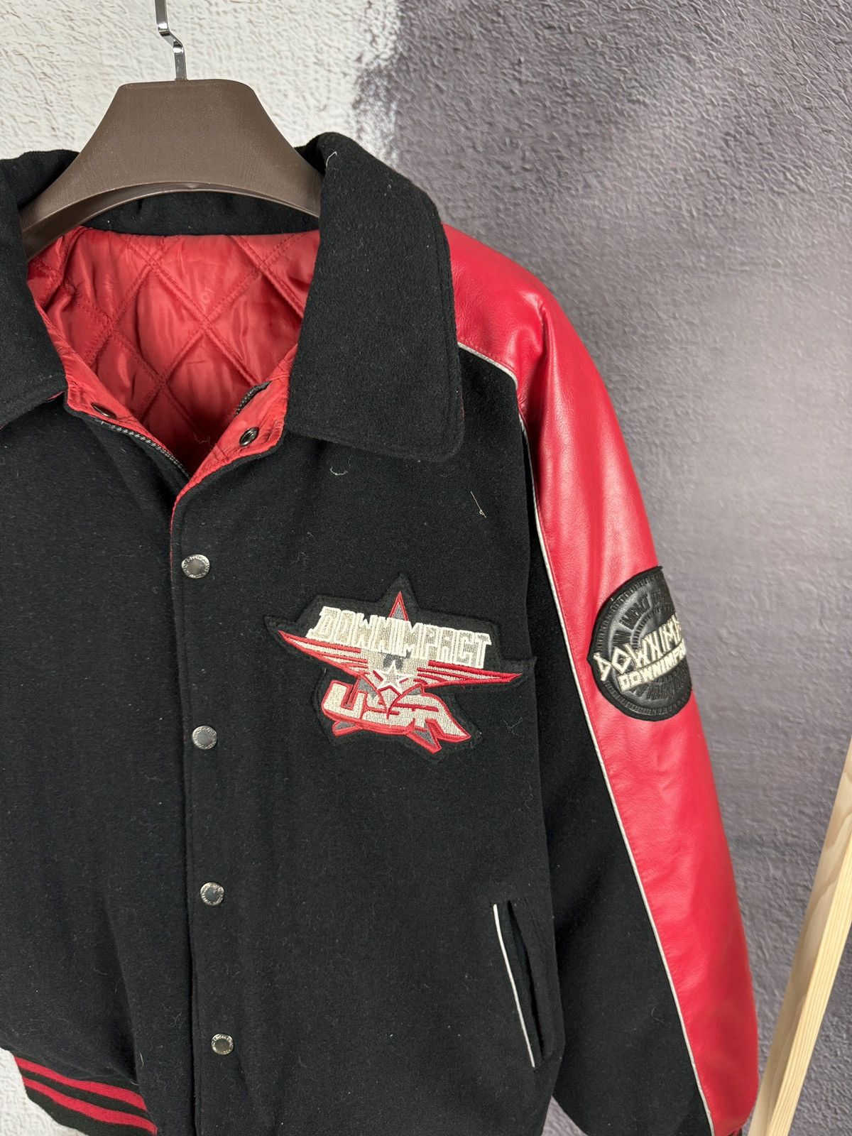 Vintage Down Impact USA reversible wool leather monogram bomber jckt Size US L / EU 52-54 / 3 - 9 Thumbnail