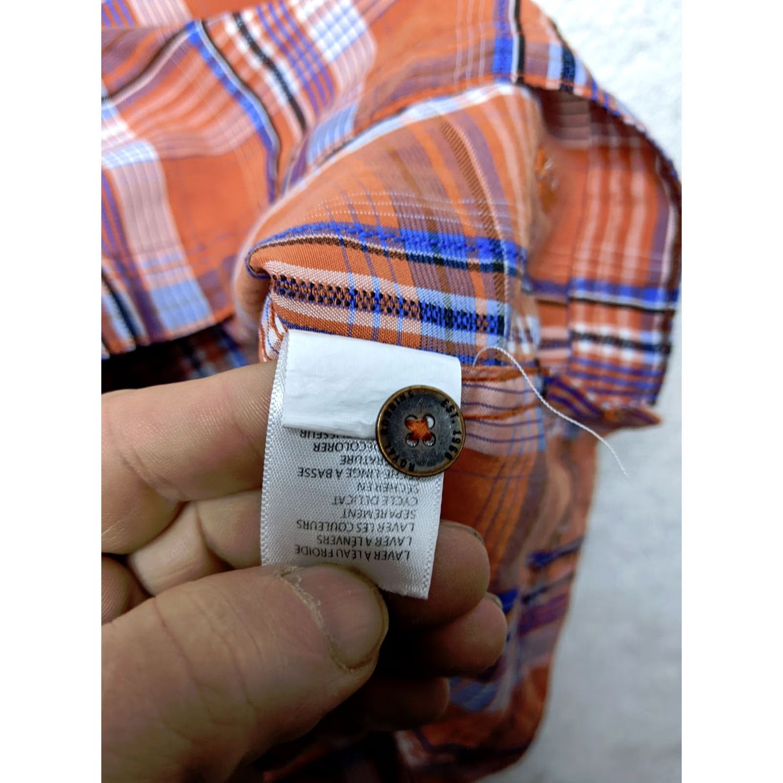 Royal Robbins Royal Robbins Shirt 2XL Orange Plaid Spread Camp Short Sleeve Metal Button Men Size US XXL / EU 58 / 5 - 6 Thumbnail