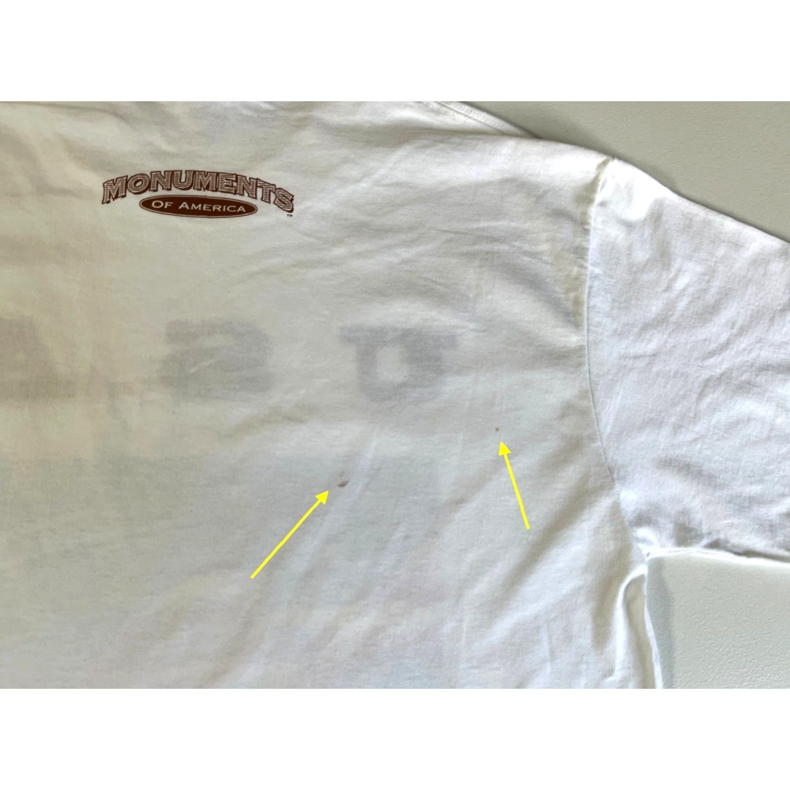 Jerzees VINTAGE Jerzees T-Shirt USA Flag Graphic White 1993 Monuments of America Sz L Unisex Adults Mens Womens Size US L / EU 52-54 / 3 - 4 Thumbnail