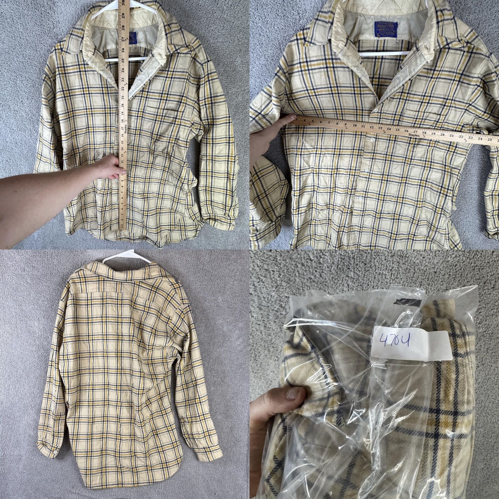Pendleton VINTAGE Pendleton Shirt Mens XL Beige Plaid Wool Flannel Quilted Lined USA Size US XL / EU 56 / 4 - 9 Thumbnail