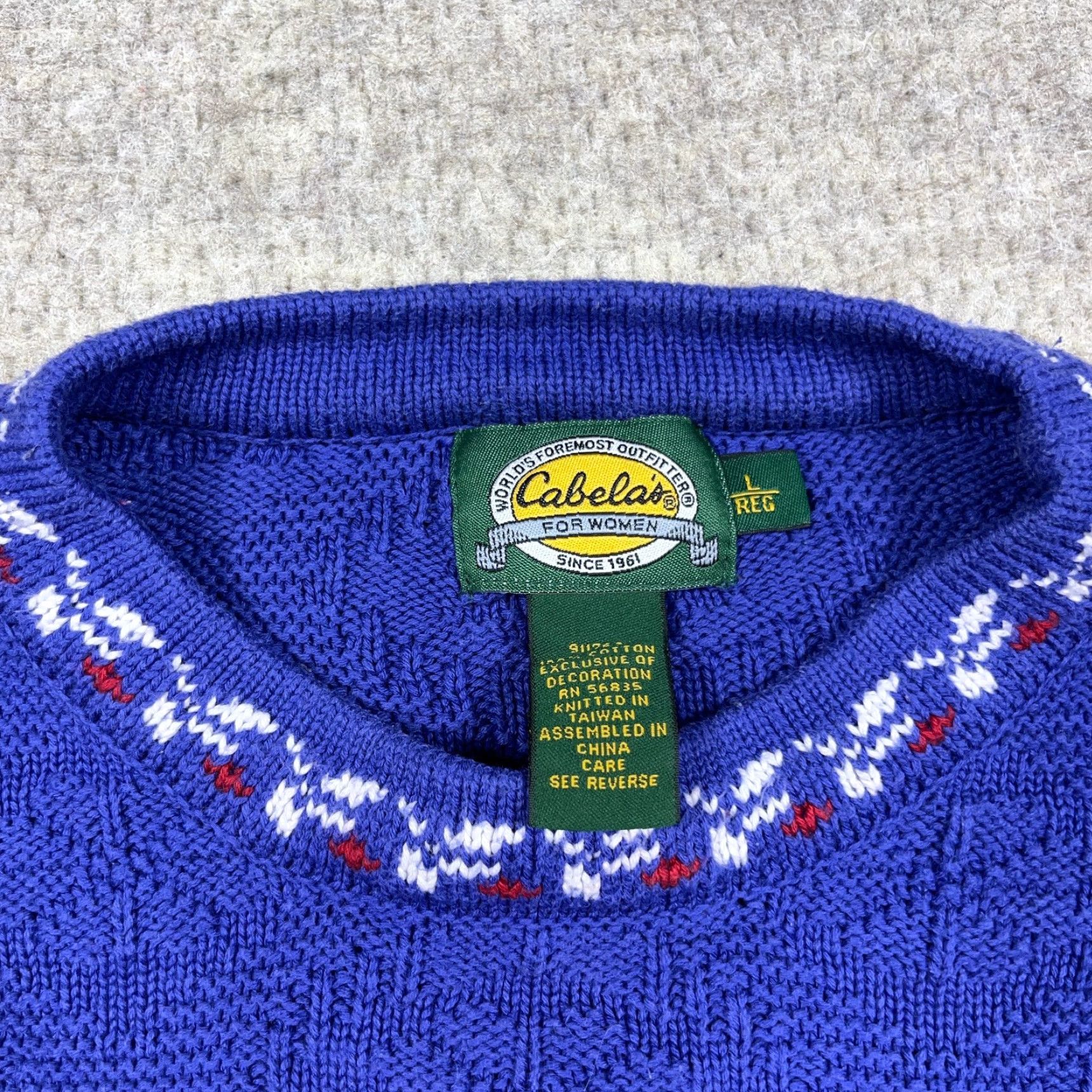 Vintage VINTAGE Cabela's Christmas Sweater Women L Blue Knit 90s Y2K Snowman Pullover Crew Neck Embroidered Logo Size L / US 10 / IT 46 - 6 Thumbnail