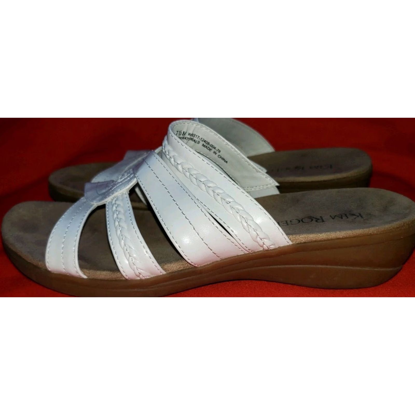 Vintage Kim Rogers Domina Women's Strappy Slide Sandal White 7.5M Wedge Heel Size US 8 / IT 38 - 4 Thumbnail