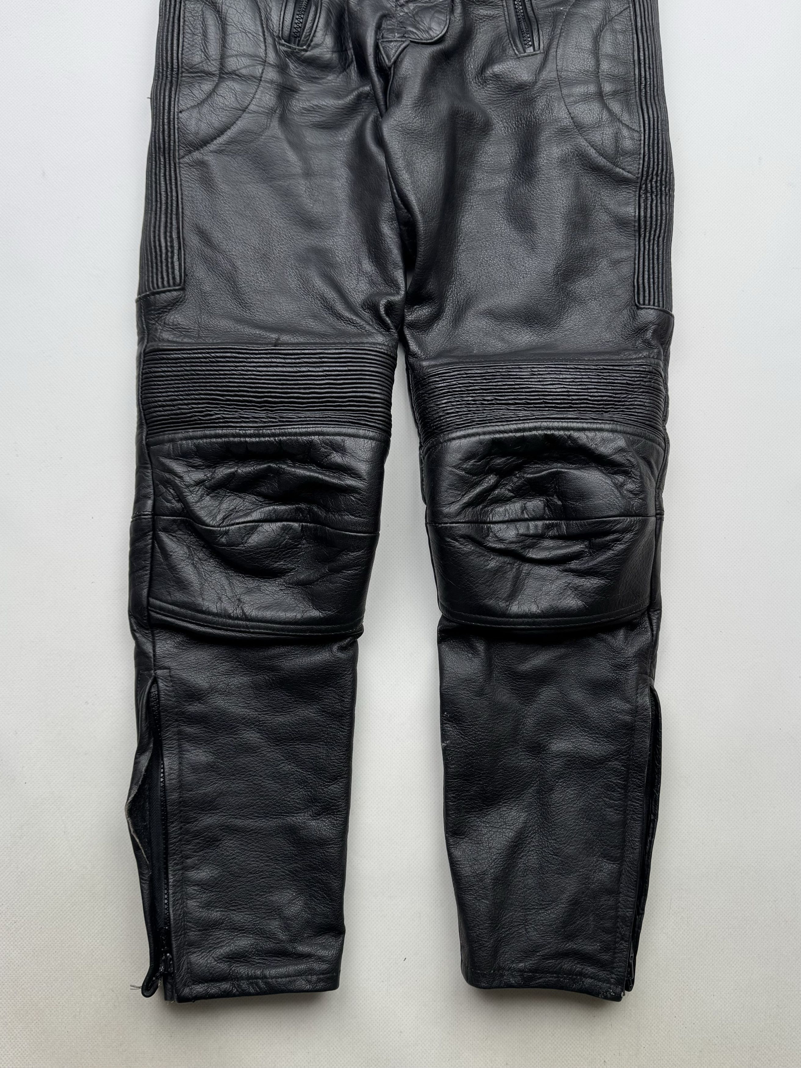 Vintage 90's Leather Biker Pants B508(V321)E2 Size 25" / US 0 / IT 36 - 3 Thumbnail