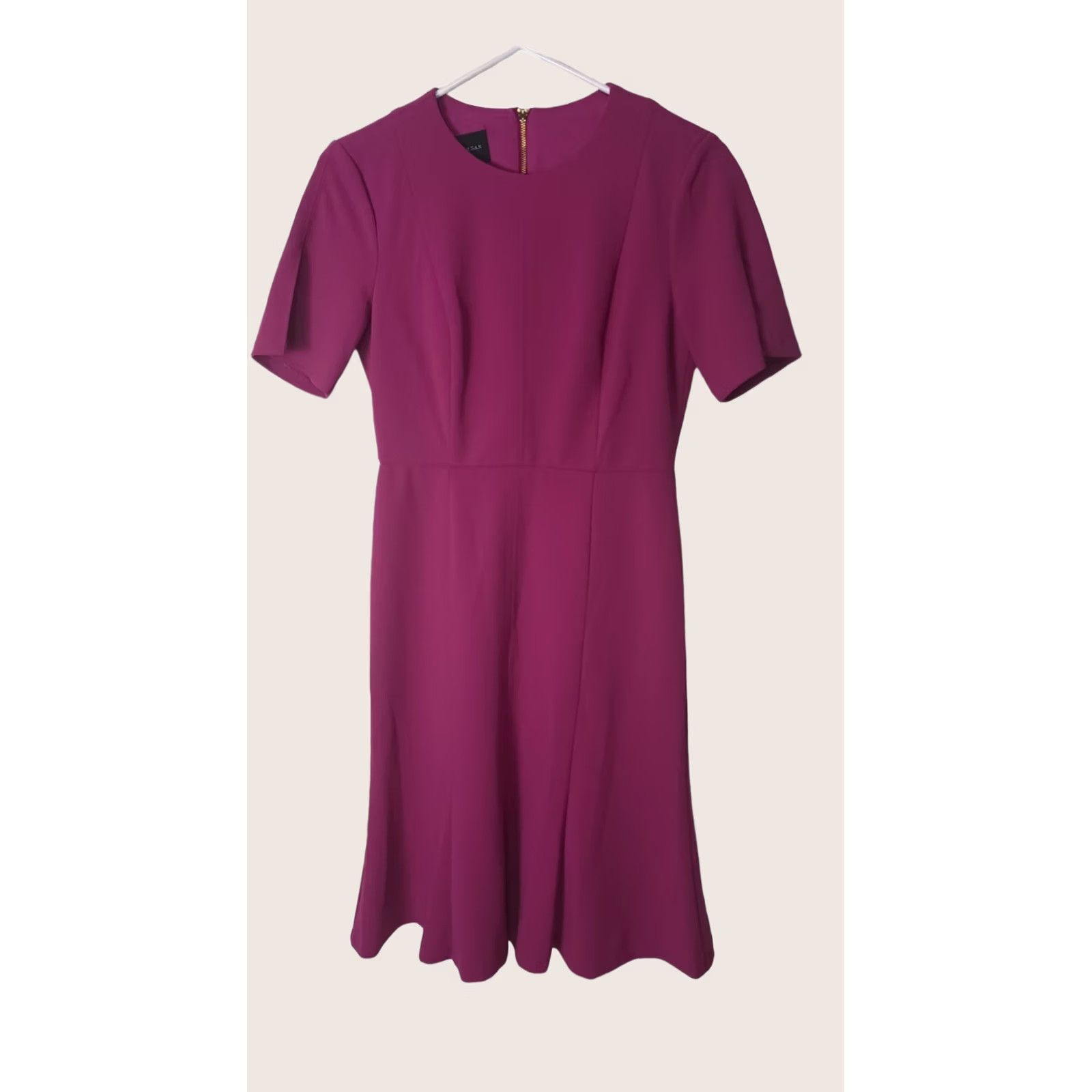 Donna Morgan Donna Morgan Dress Womens Size 2 Purple Solid Short Sleeve Crew Neck Back Zip Size 26" / US 2 / IT 38 - 1 Thumbnail