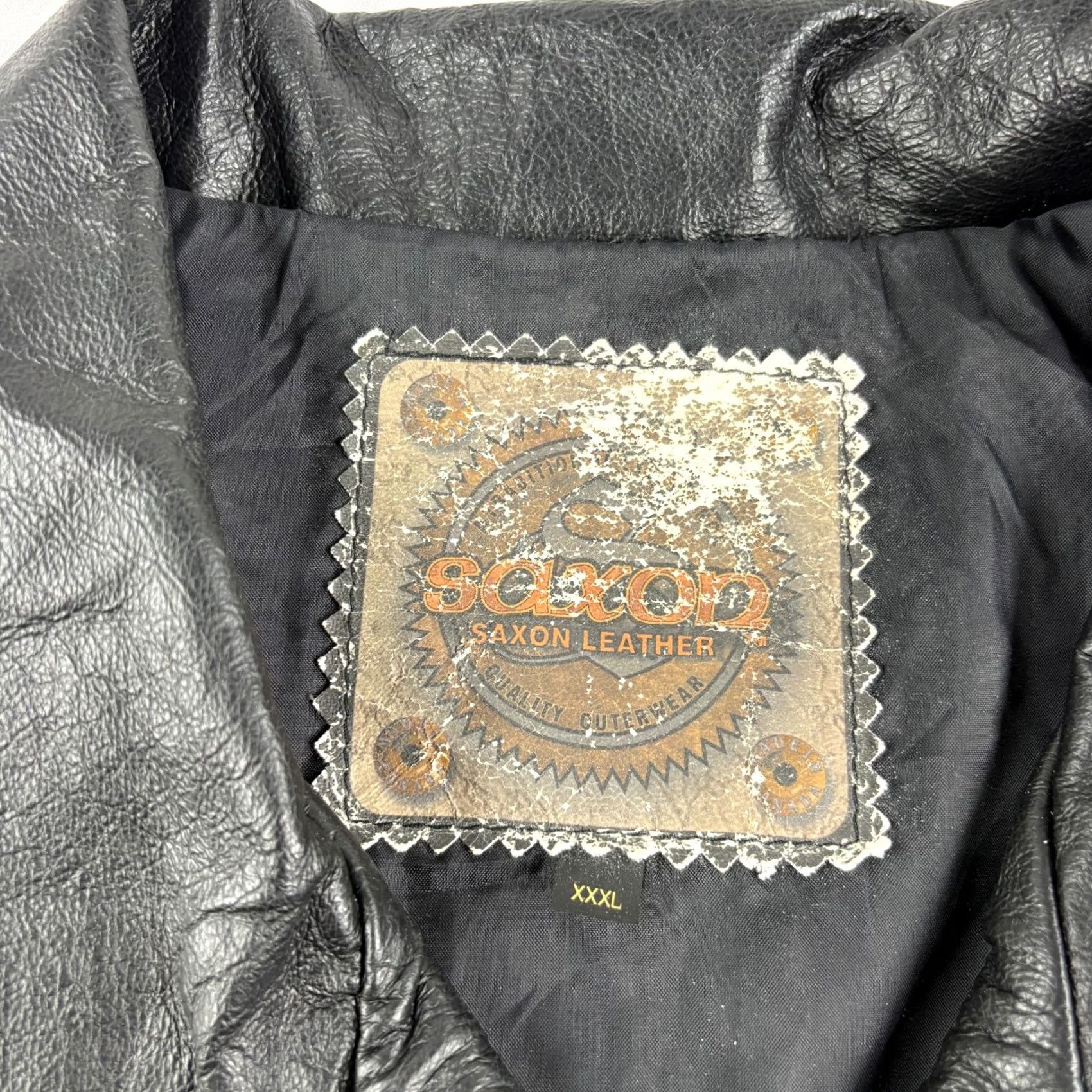 Vintage VINTAGE Saxon Leather Jacket Mens 3XL Black Full Zip Motorcycle Embroidered Jacket Size US XXL / EU 58 / 5 - 4 Thumbnail