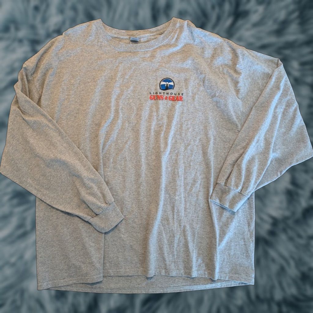 Gildan Lighthouse Guns & Gear T Shirt Long Sleeve 3XL Green Men Crew Neck Cotton Blend Size US XXL / EU 58 / 5 - 1 Thumbnail