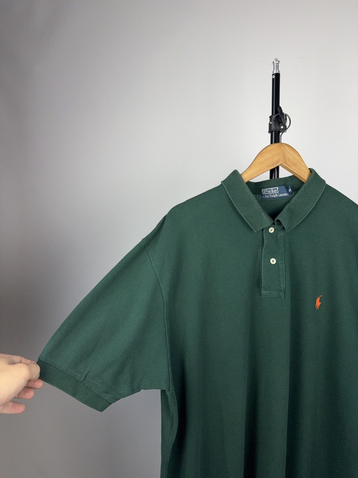 Polo Ralph Lauren × Vintage Polo Ralph Lauren XXL Green Polo Shirt Orange Logo USA Fit Size US XXL / EU 58 / 5 - 3 Thumbnail