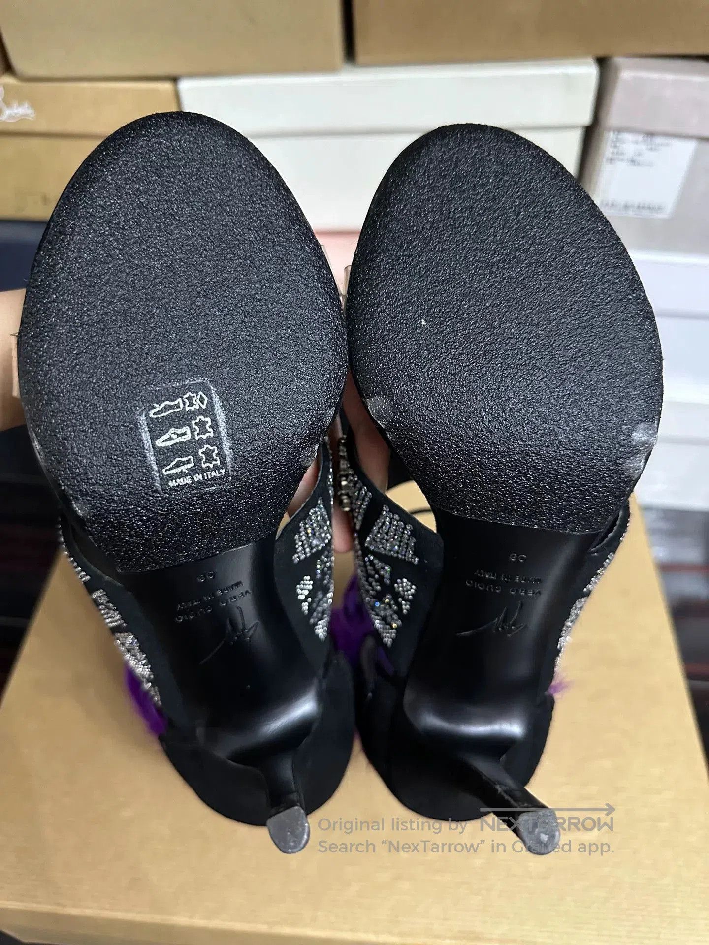 Giuseppe Zanotti Giuseppe Zanotti Purple Feather Rhinestone Heels. Size US 7 / IT 37 - 7 Thumbnail