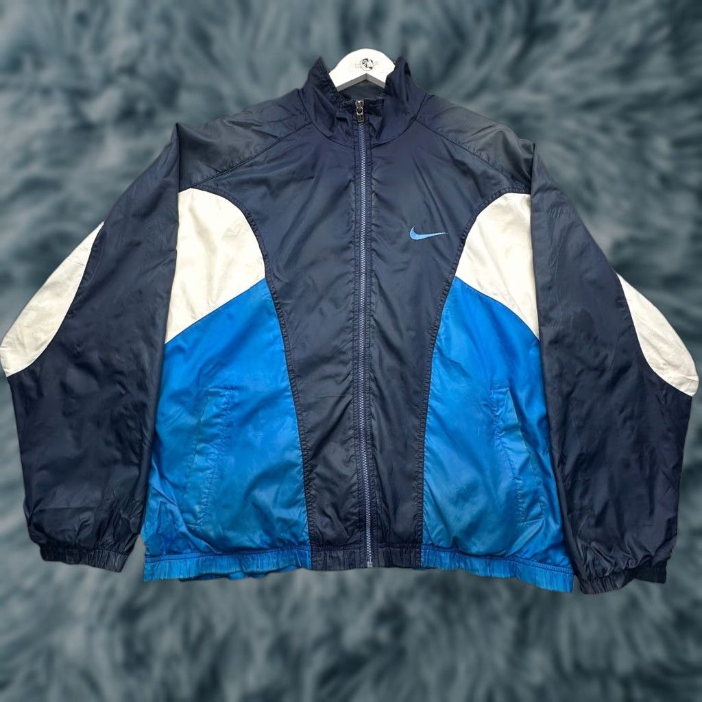 Nike VINTAGE Nike Windbreaker Jacket Lined Mens Large Blue Full Zip 90s Logo Jacket Size US L / EU 52-54 / 3 - 1 Thumbnail
