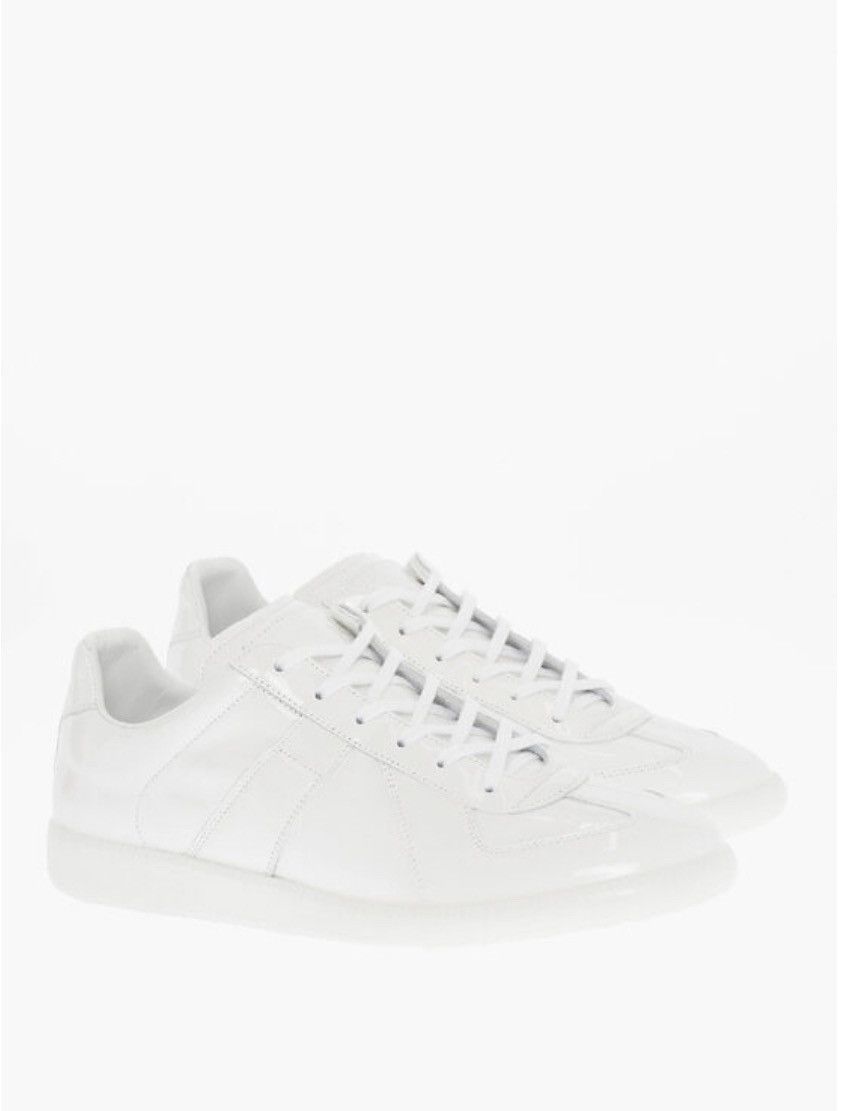 Maison Margiela Maison Margiela Replica Patent Leather Sneakers in White Size US 7 / EU 40 - 1 Thumbnail