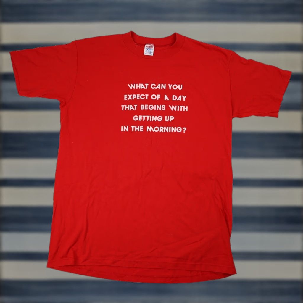 Vintage VINTAGE 90s Mens T-Shirt Red M Slogan Shirt Size US M / EU 48-50 / 2 - 1 Thumbnail