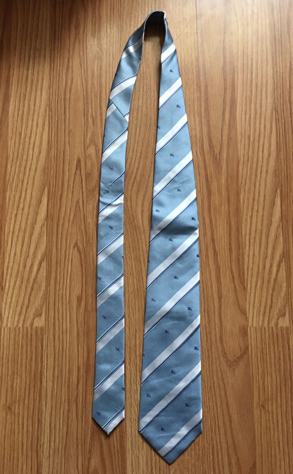 Burberry Burberry London Blue Logo Designer Silk Mens Neck Tie Size ONE SIZE - 9 Thumbnail