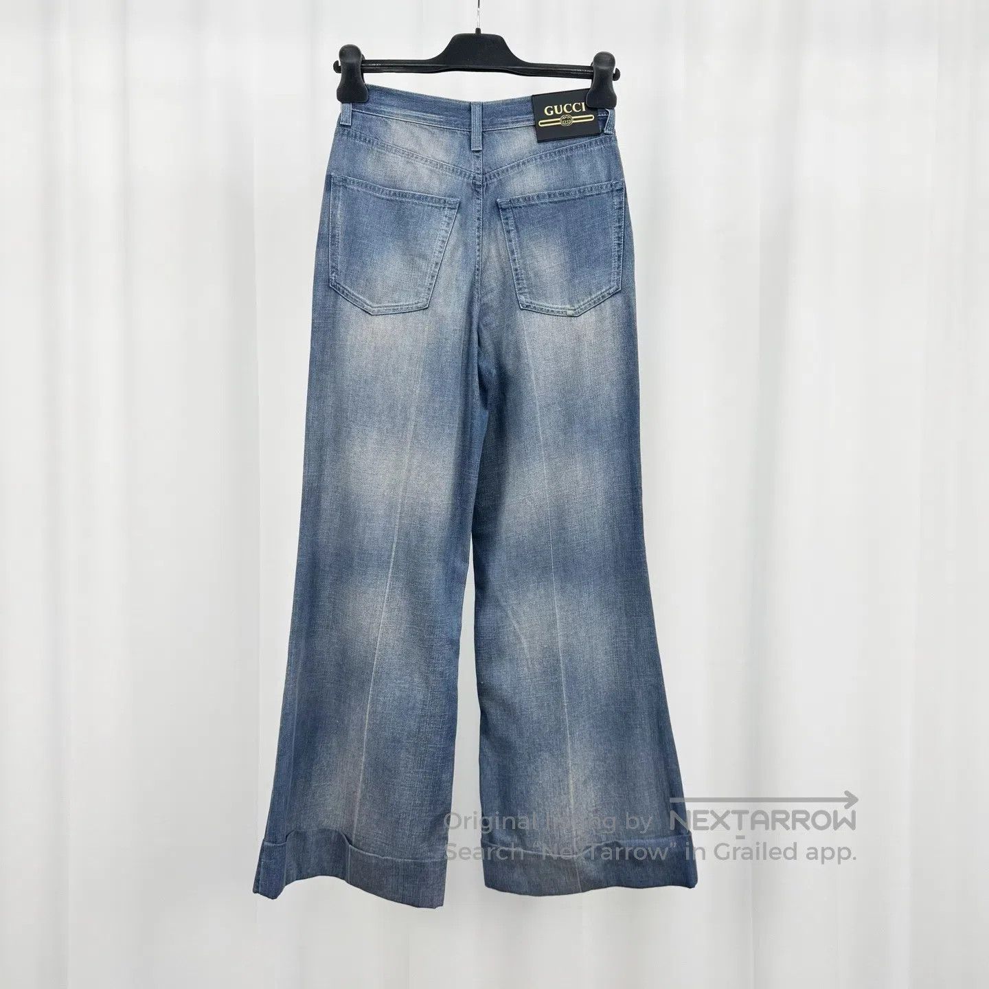 Gucci Guicci Leather Patch Washed Flare Denim Jeans| Size US 31 - 2 Thumbnail