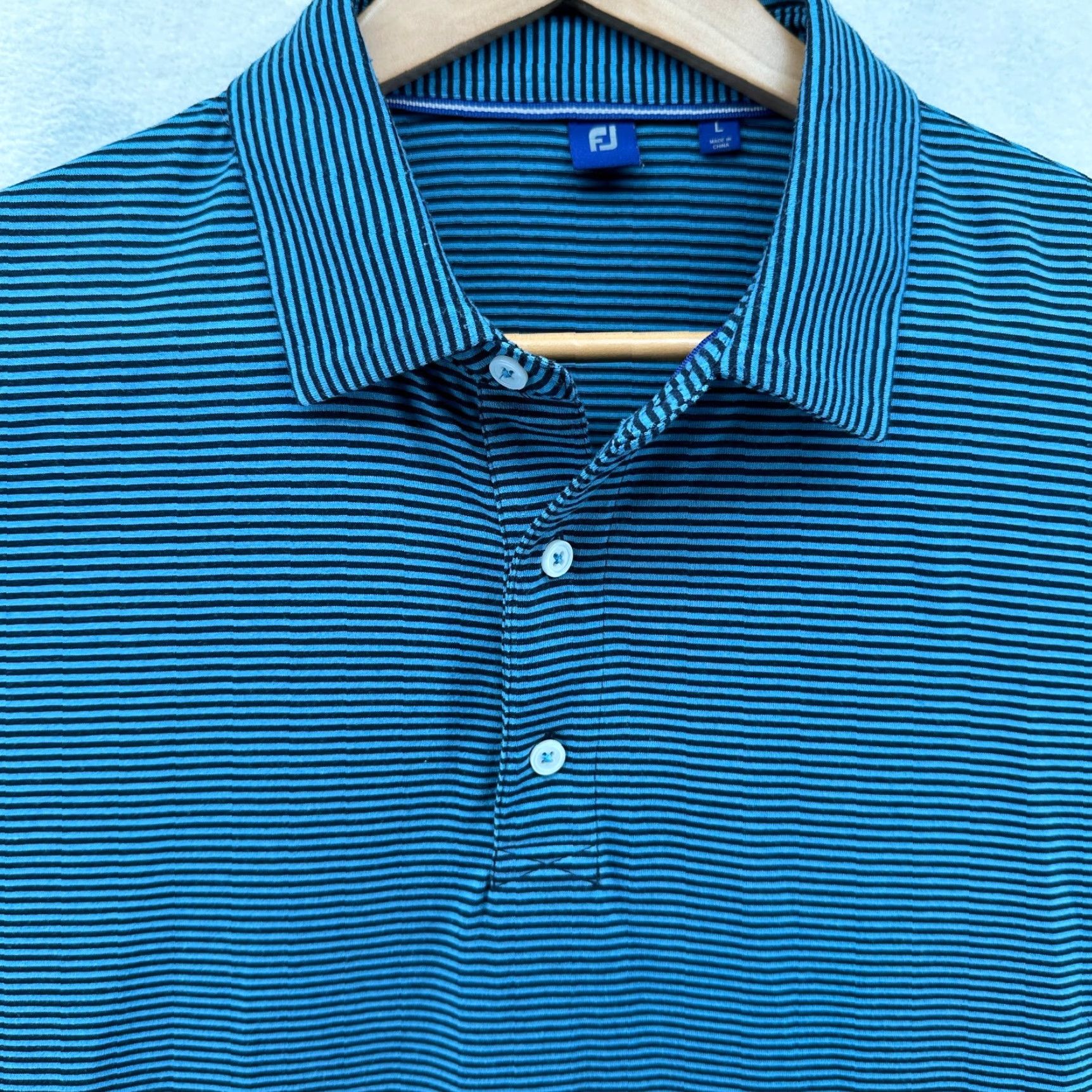 Footjoy FootJoy Polo Shirt Blue Men's L Short Sleeve Striped Collared Golf Casual Easy Care Size US L / EU 52-54 / 3 - 3 Thumbnail