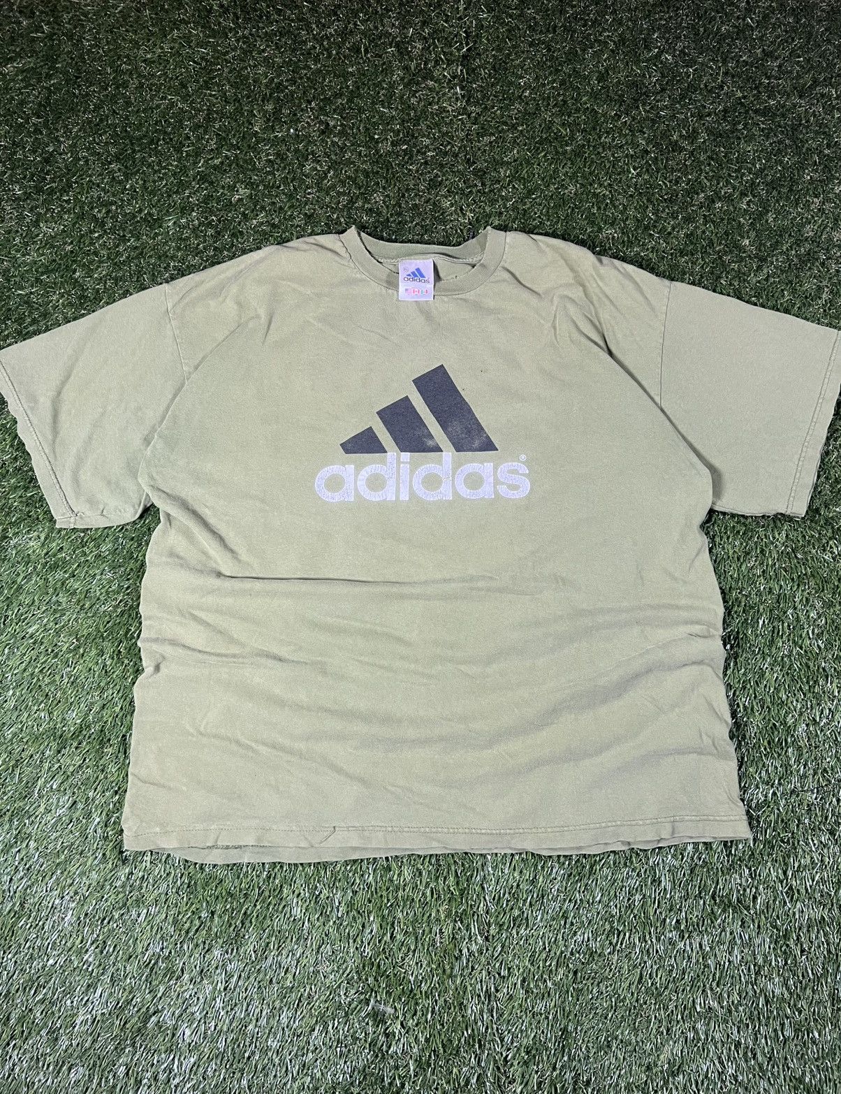 Adidas Vintage Y2K Distressed Olive Green Baggy Adidas Sports Tee Size US XL / EU 56 / 4 - 1 Thumbnail