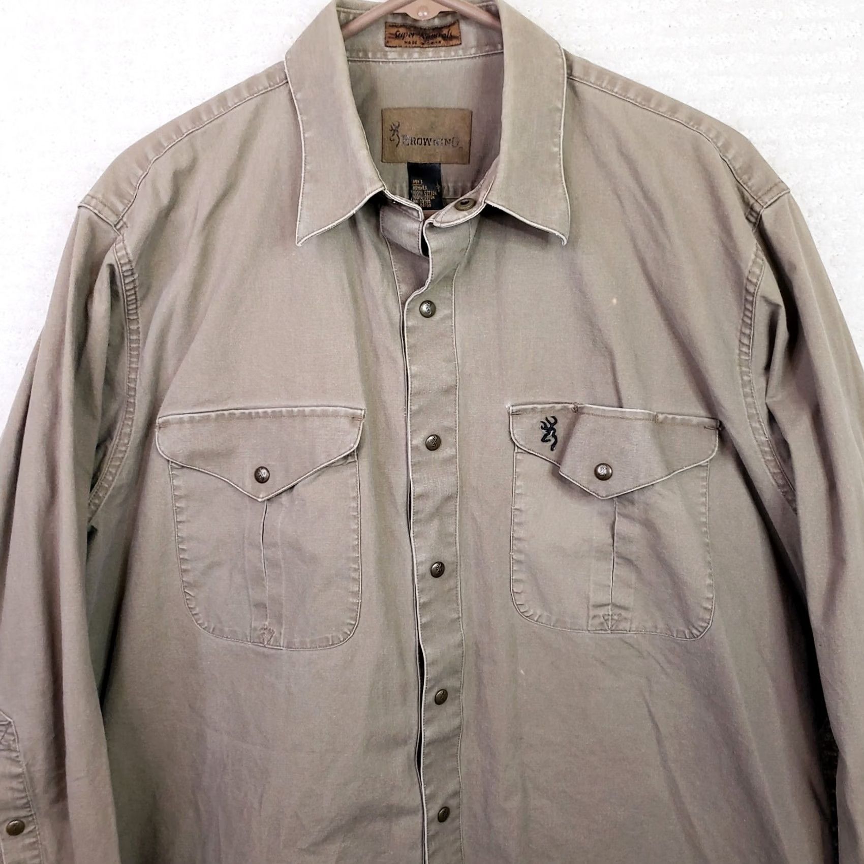 Vintage Browning Super Naturals Men L Brown Long Sleeve Snap Button Shirt 100% Cotton Size US L / EU 52-54 / 3 - 2 Thumbnail