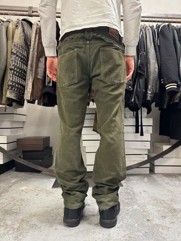 Designer × Vintage AW2006 Dolce & Gabbana Khaki Velvet Distressed Zip Pants Size US 34 / EU 50 - 3 Thumbnail