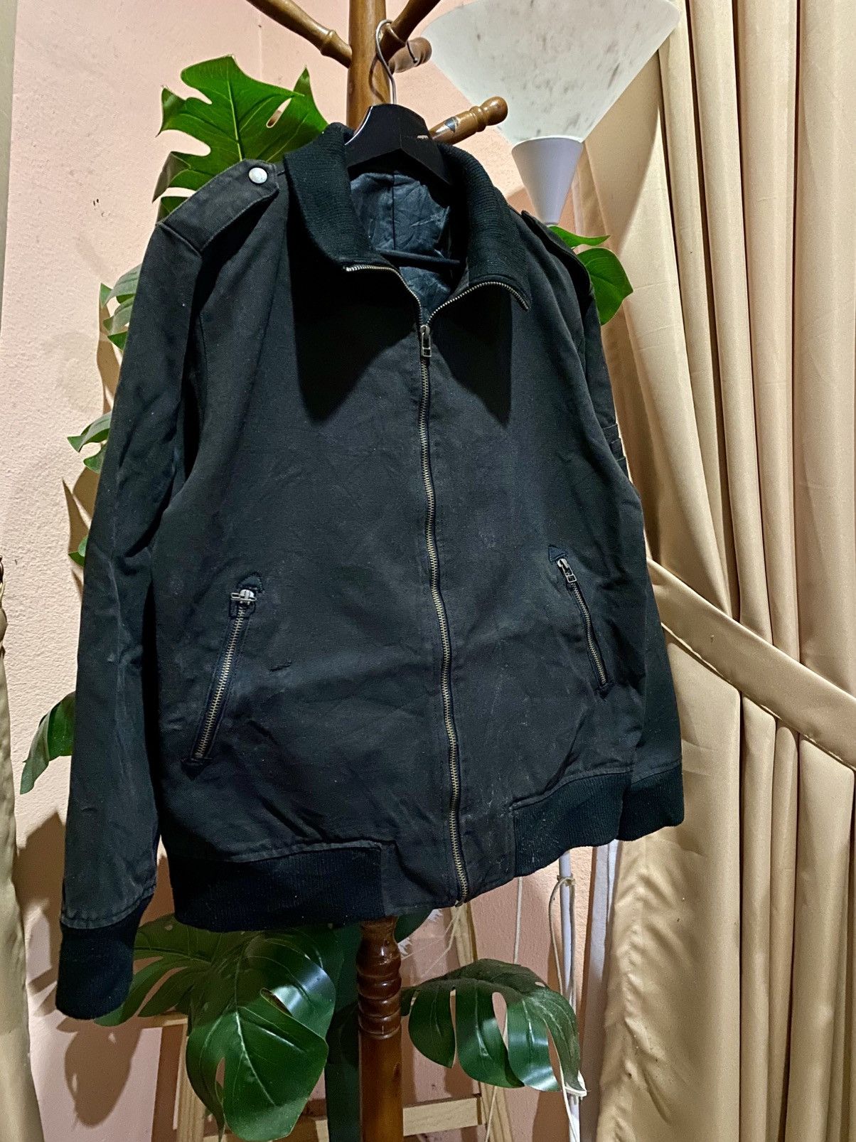 Japanese Brand Vomanie Black Canvas Bomber Jacket Military-Style Workwear Size US L / EU 52-54 / 3 - 5 Thumbnail