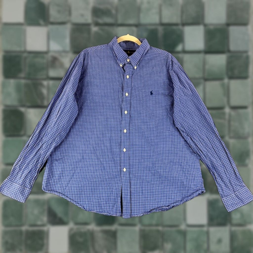 Ralph Lauren Ralph Lauren Button-Down Shirt Mens XXL Blue Plaid Long Sleeve Classic Fit Size US XXL / EU 58 / 5 - 1 Thumbnail