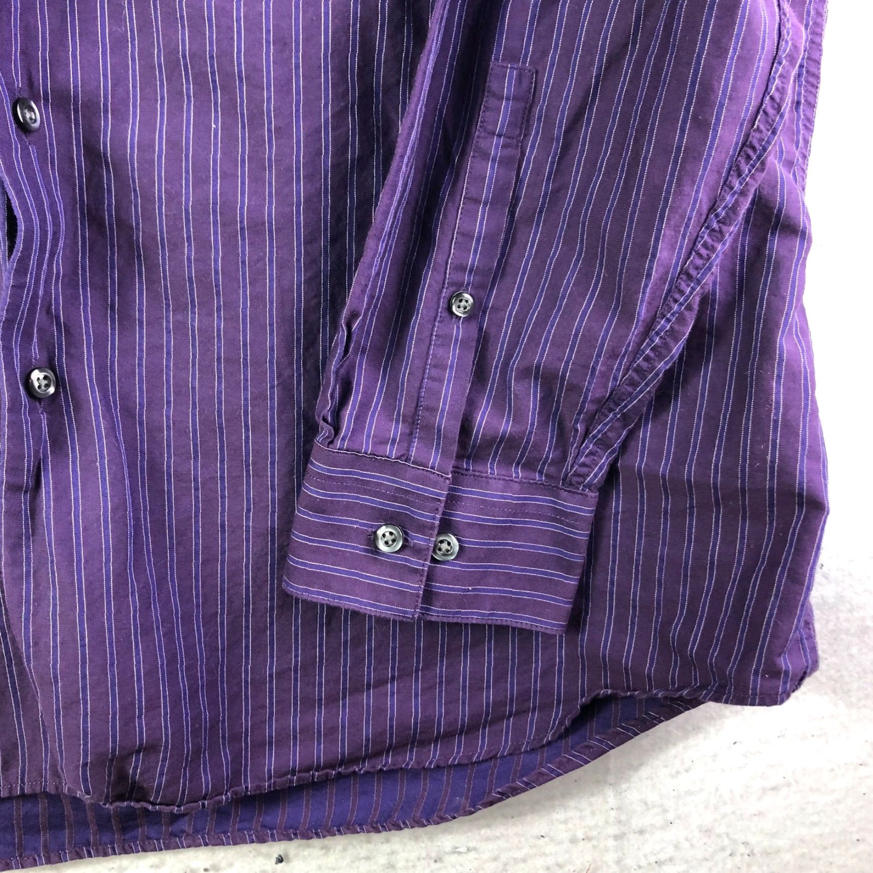 Apt. 9 Apt.9 Mens XL Purple Striped Long Sleeve Point Collar Shirt 100% Cotton Shirt Size US XL / EU 56 / 4 - 3 Thumbnail