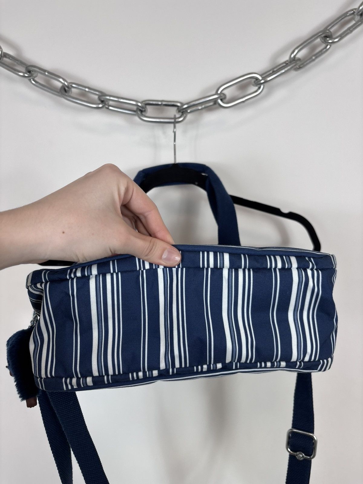 Japanese Brand Kipling Y2K Blue/White Striped Handbag Shoulder Crossbody Size ONE SIZE - 10 Thumbnail