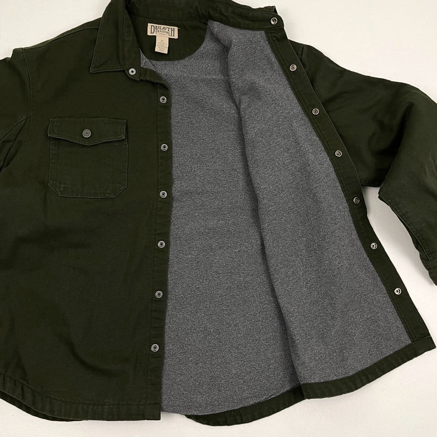 Vintage Duluth Jacket Mens XL Green Canvas Fleece Lined Heavyweight Shacket Size US XL / EU 56 / 4 - 3 Thumbnail