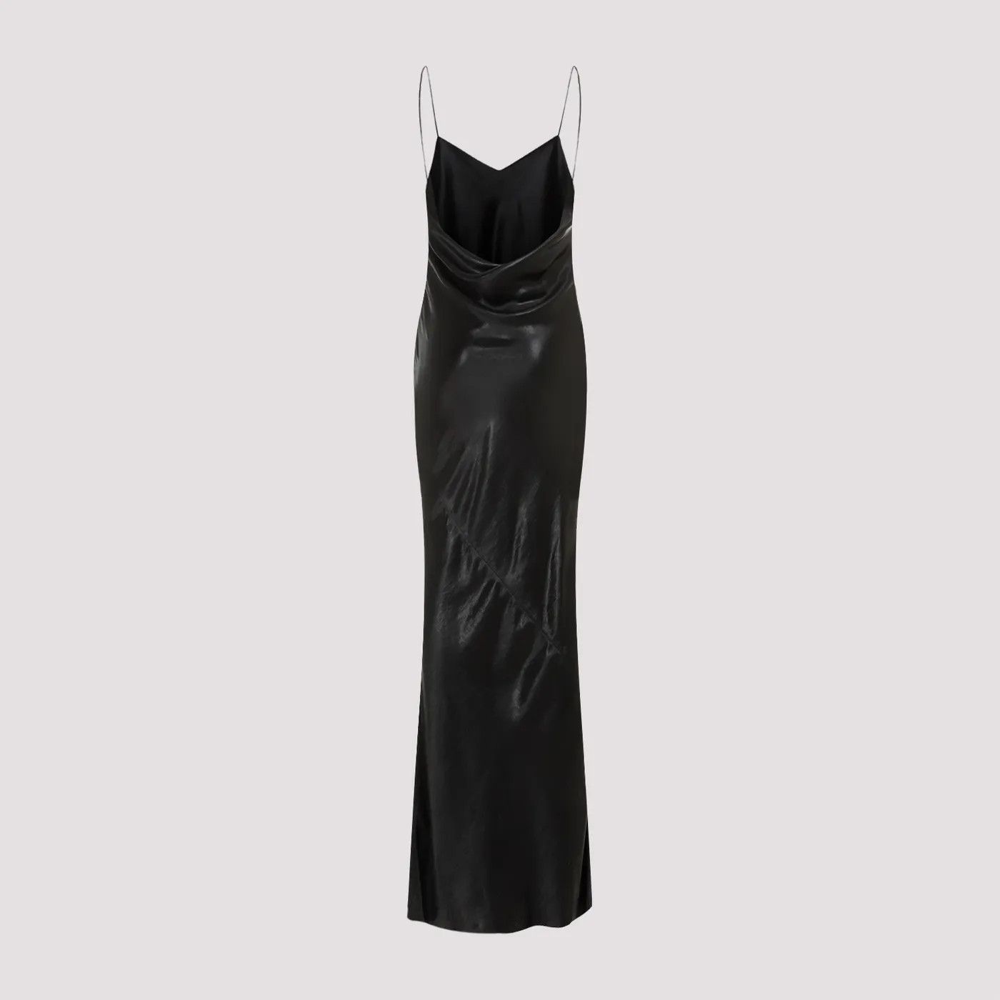 Saint Laurent Paris o1s1wg111124 Long Cowl-Back Dress Iridescent Satin in Black Size S / US 4 / IT 40 - 2 Thumbnail