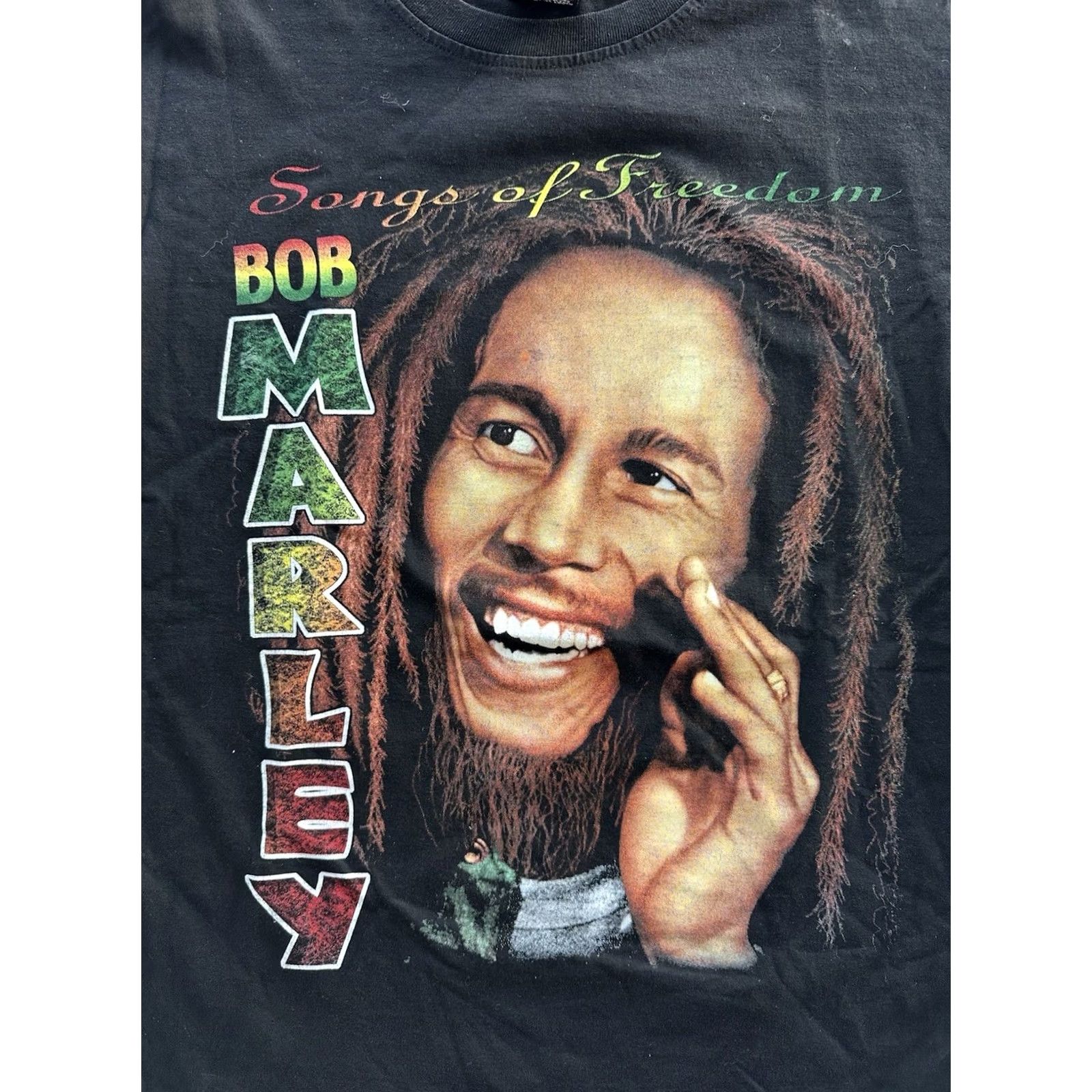 Vintage VINTAGE Bob Marley Songs Of Freedom Reggae Shirt L Black Double Sided Rap Tee 90s NWOT Mens Size US L / EU 52-54 / 3 - 3 Thumbnail