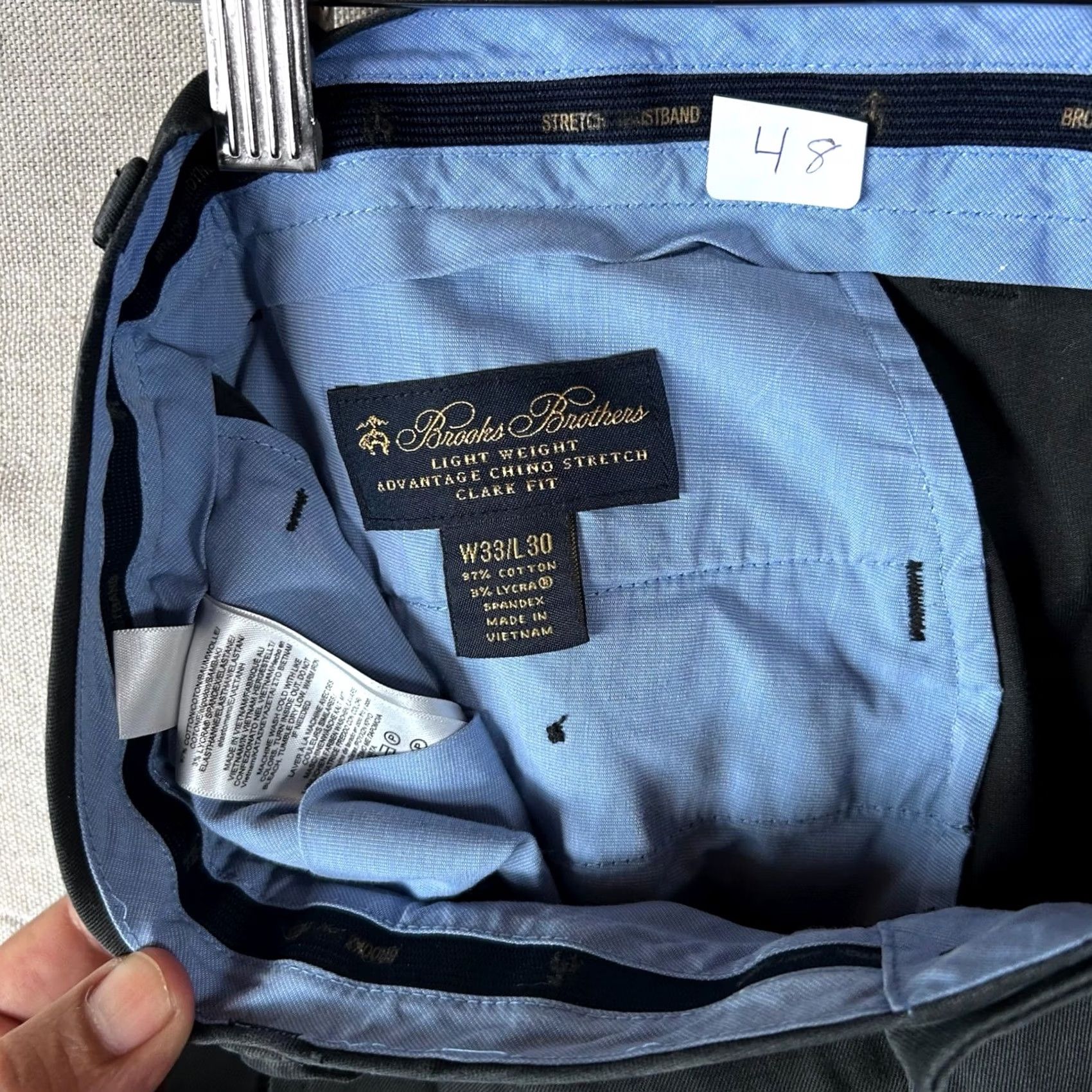 Brooks Brothers Brooks Brothers Advantage Chino Stretch Clark Fit Navy Blue Pants 33x30 Mens Regular Straight, 33, Navy, Chino, Brown? Size US 33 - 2 Thumbnail