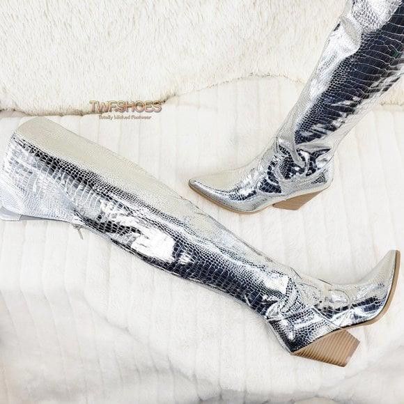 Other Size 6 Centura Silver Country Western thigh high Cowgirl Boo Size US 6 / IT 36 - 6 Thumbnail