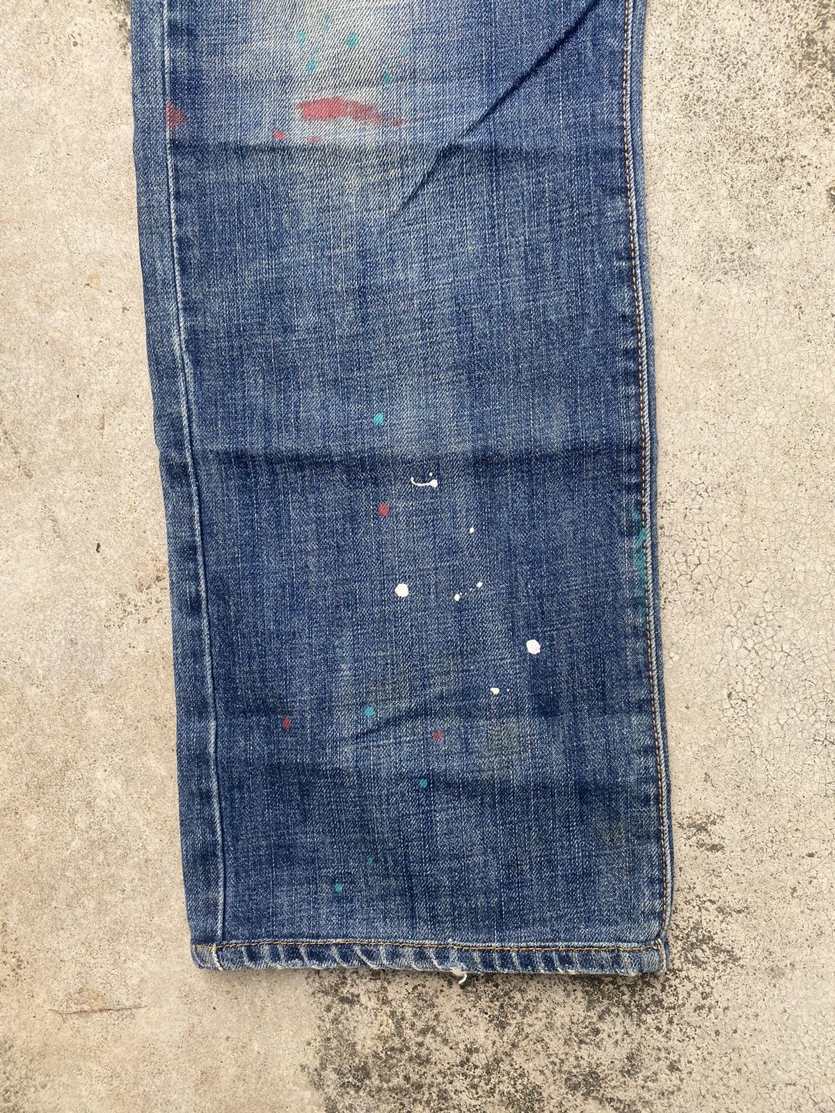 Armani × Armani Exchange × Le Grande Bleu (L.G.B.) Armani Jeans Painted Faded Loose Denim Jeans Size US 33 - 12 Thumbnail
