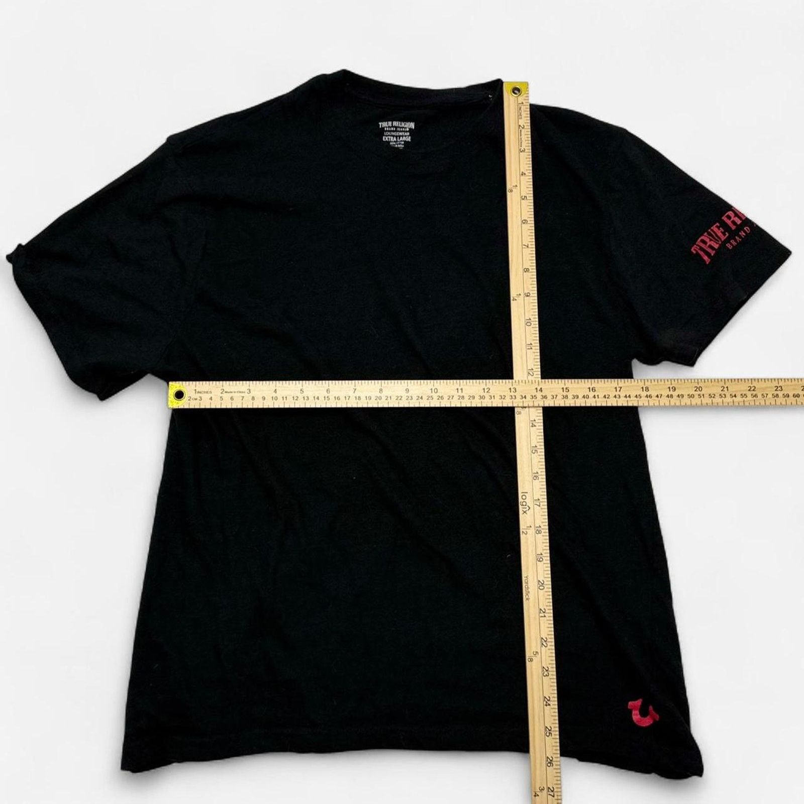 True Religion True Religion Black Tee Men XL Red Logo Sleeve Cotton Casual Size US XL / EU 56 / 4 - 6 Thumbnail