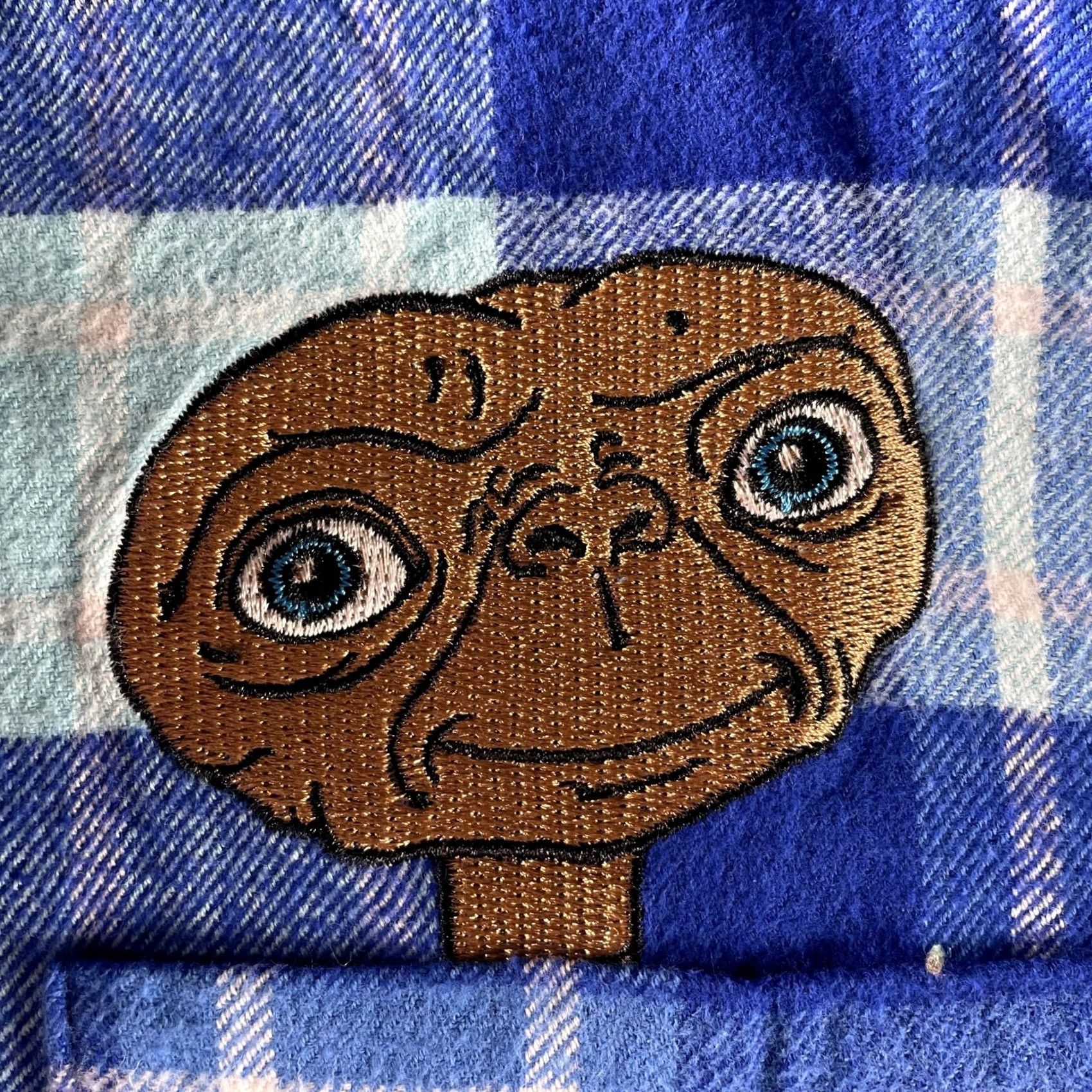 Vintage Cakeworthy E.T. Shirt Mens 2XL Blue Plaid Flannel Button Up Phone Home Graphic Embroidered Pocket Long Sleeve Vintage: No Size US XXL / EU 58 / 5 - 4 Thumbnail