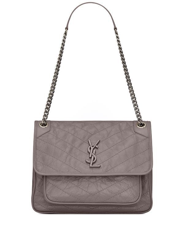 Saint Laurent Paris o1b1hav110125 Size: OS / Niki Large Vintage Leather Fog Gray Size ONE SIZE - 1 Thumbnail