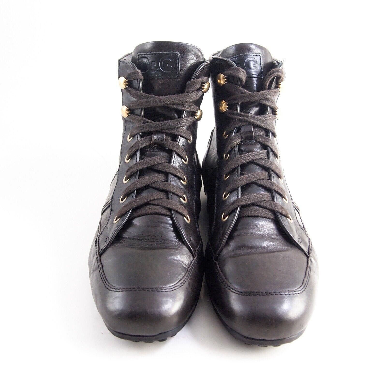 Dolce & Gabbana Dolce Gabbana High Top Sneakers Brown Leather US 7 EU 40 Size US 7 / EU 40 - 3 Thumbnail