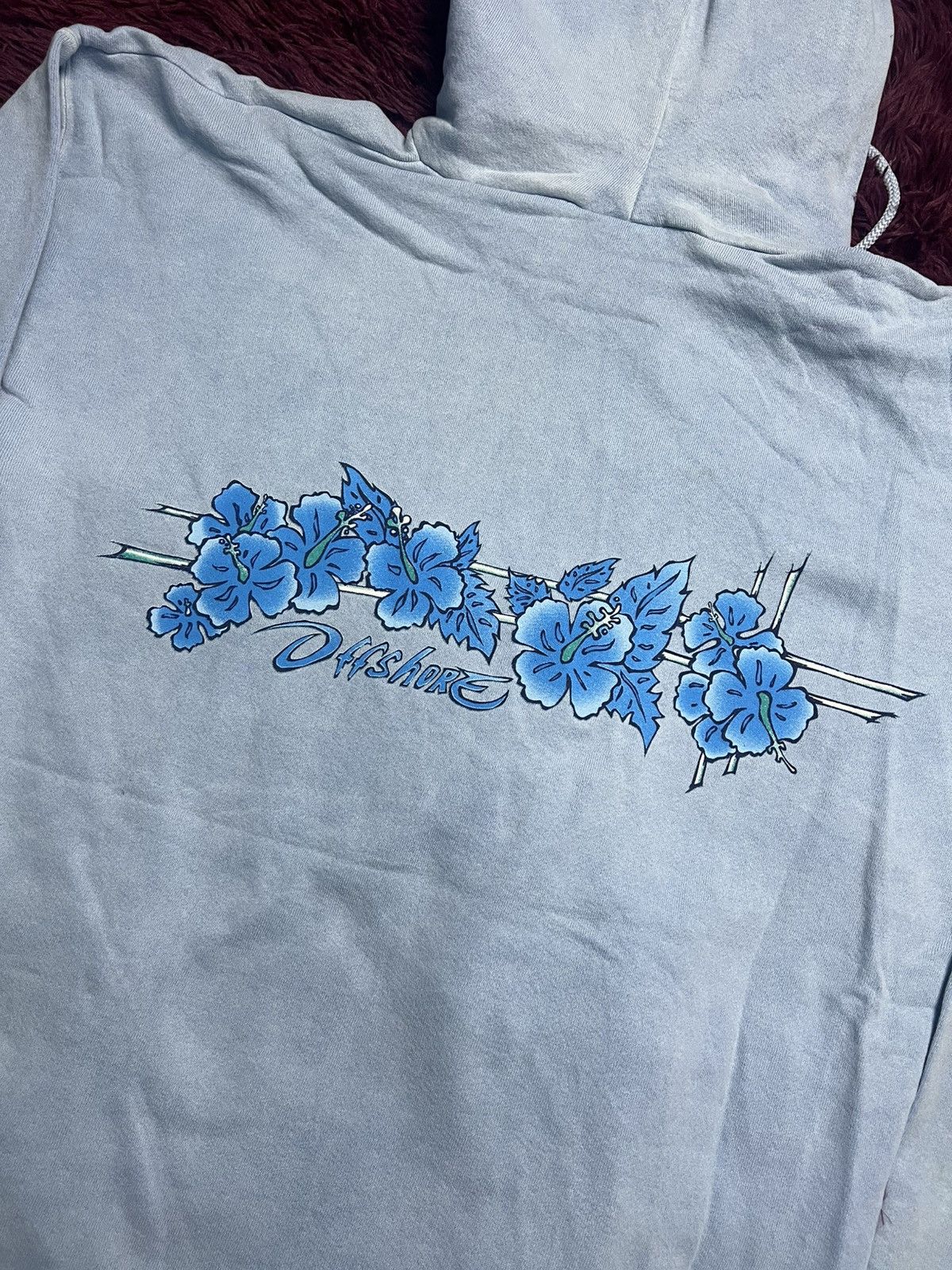 Beauty Beast Vintage 90s Off Shore Surfwear Hibiscus Flower Hoodie (46) Size US L / EU 52-54 / 3 - 6 Thumbnail