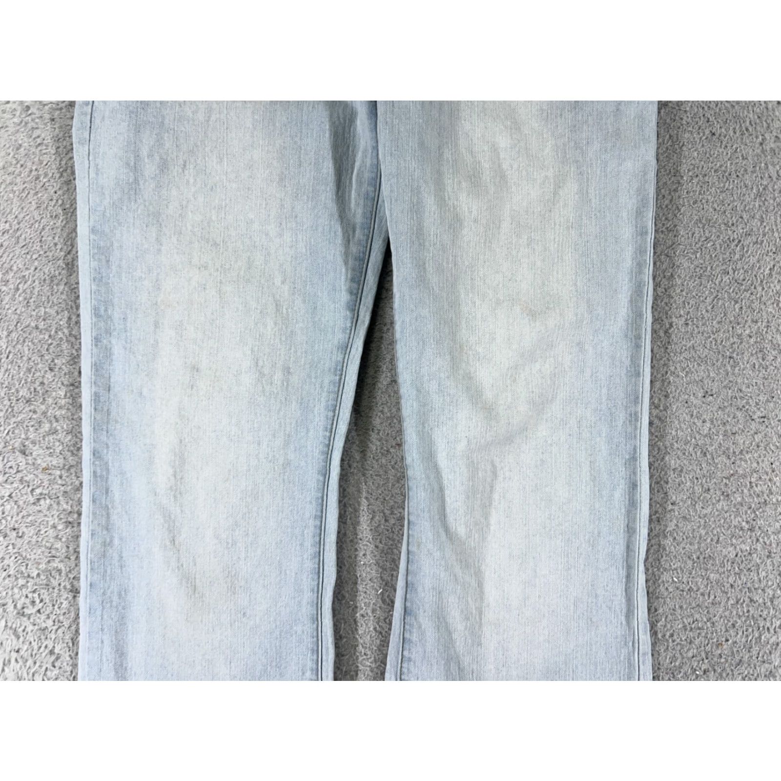 Denime Richcow Jeans Womens 7 Blue Denim Wide-Leg Low Rise Light Wash Distressed Zipper 5-Pocket Inseam 27in Stretch Regular Size 28" / US 6 / IT 42 - 3 Thumbnail