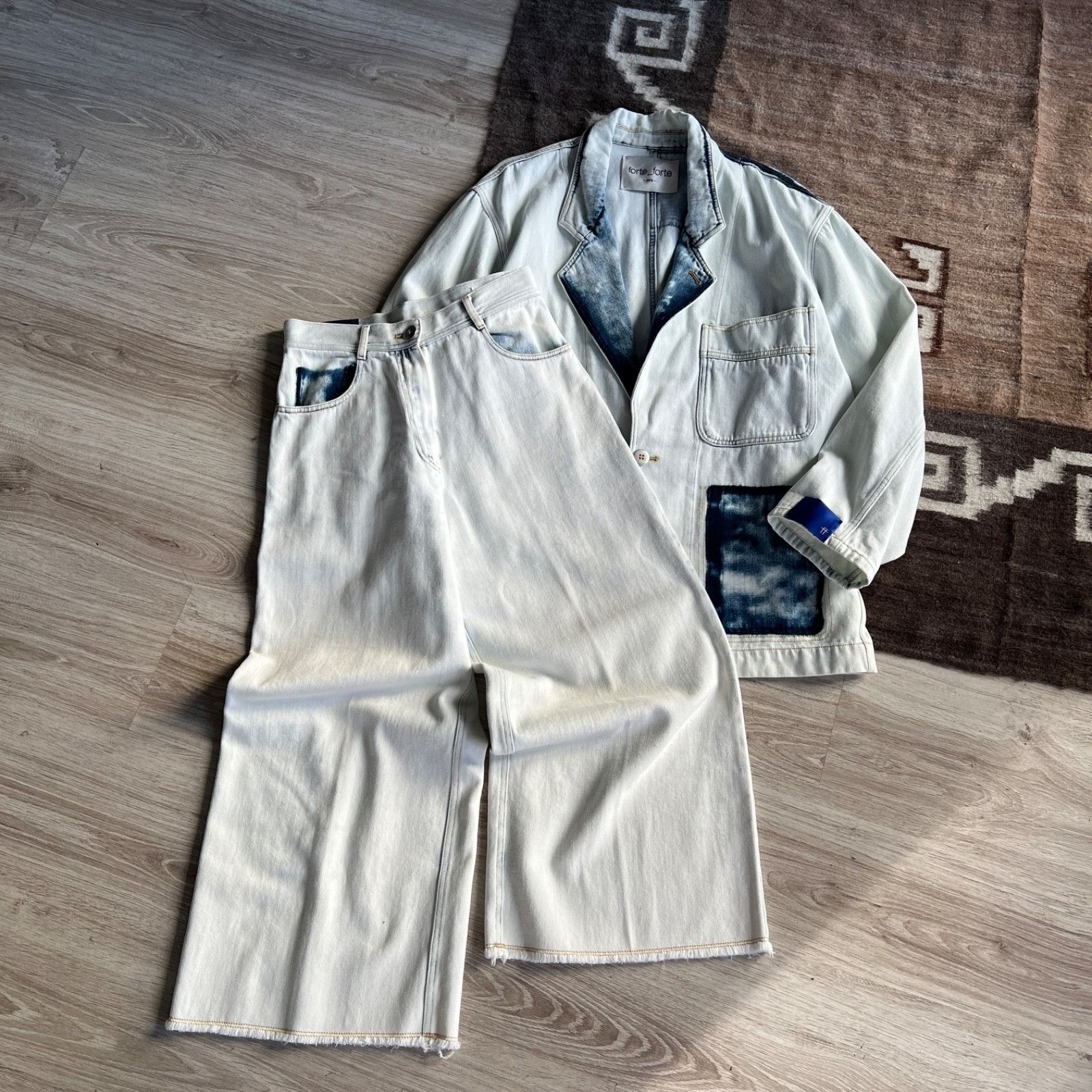 forte_forte Forte Forte Denim Set Jacket Wide Leg Pants Indigo Patch Wom Size L / US 10 / IT 46 - 1 Thumbnail
