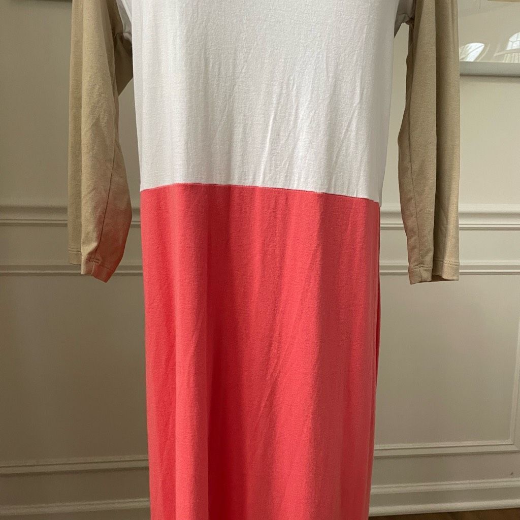 Other Sonnet James Play Midi Dress White Coral Tan Colorblock 3/4 Size S / US 4 / IT 40 - 3 Thumbnail