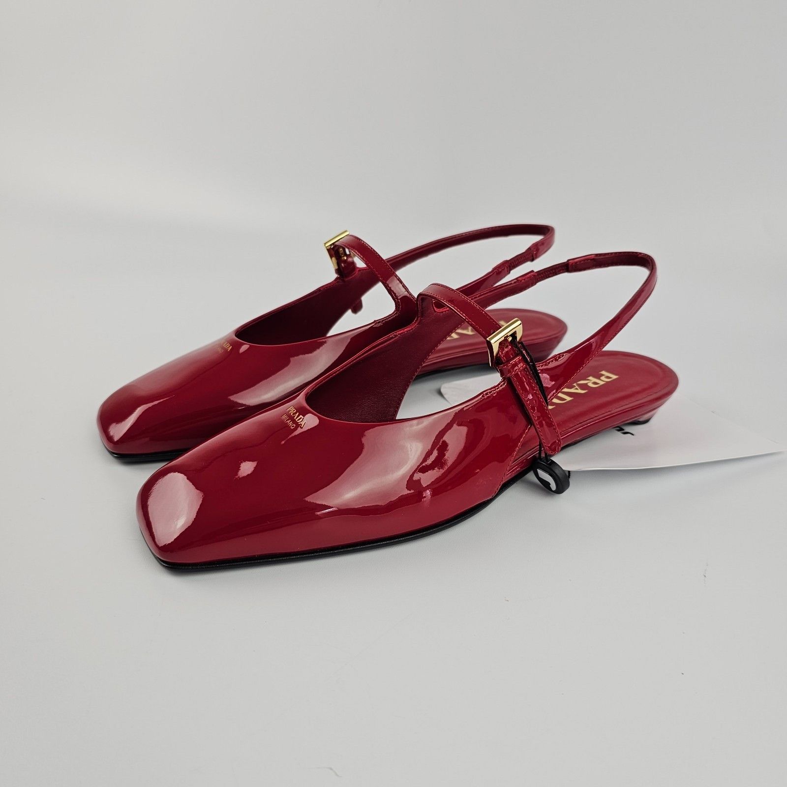 Prada PRADA Red Patent Leather Slingback Ballerinas New & Authent Size US 7 / IT 37 - 1 Thumbnail