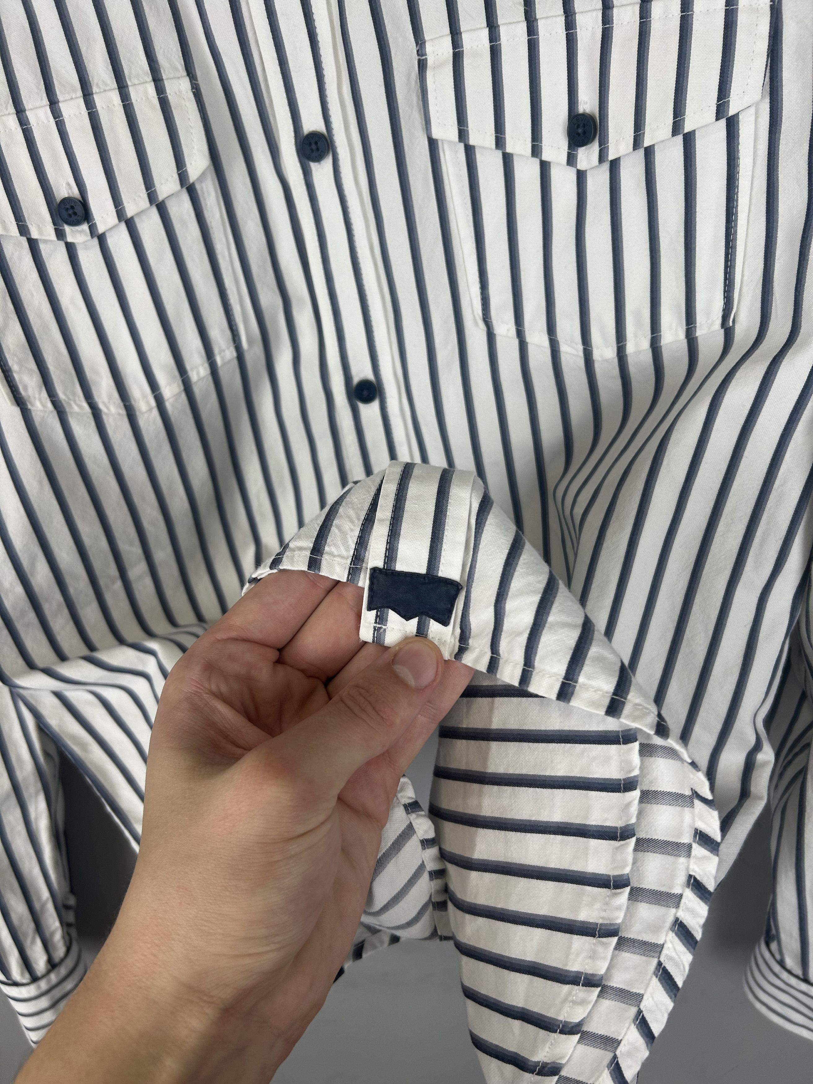 Levi's RARE Vintage Levi's Striped Shirt White Oldmoney Men's L Size US L / EU 52-54 / 3 - 6 Thumbnail
